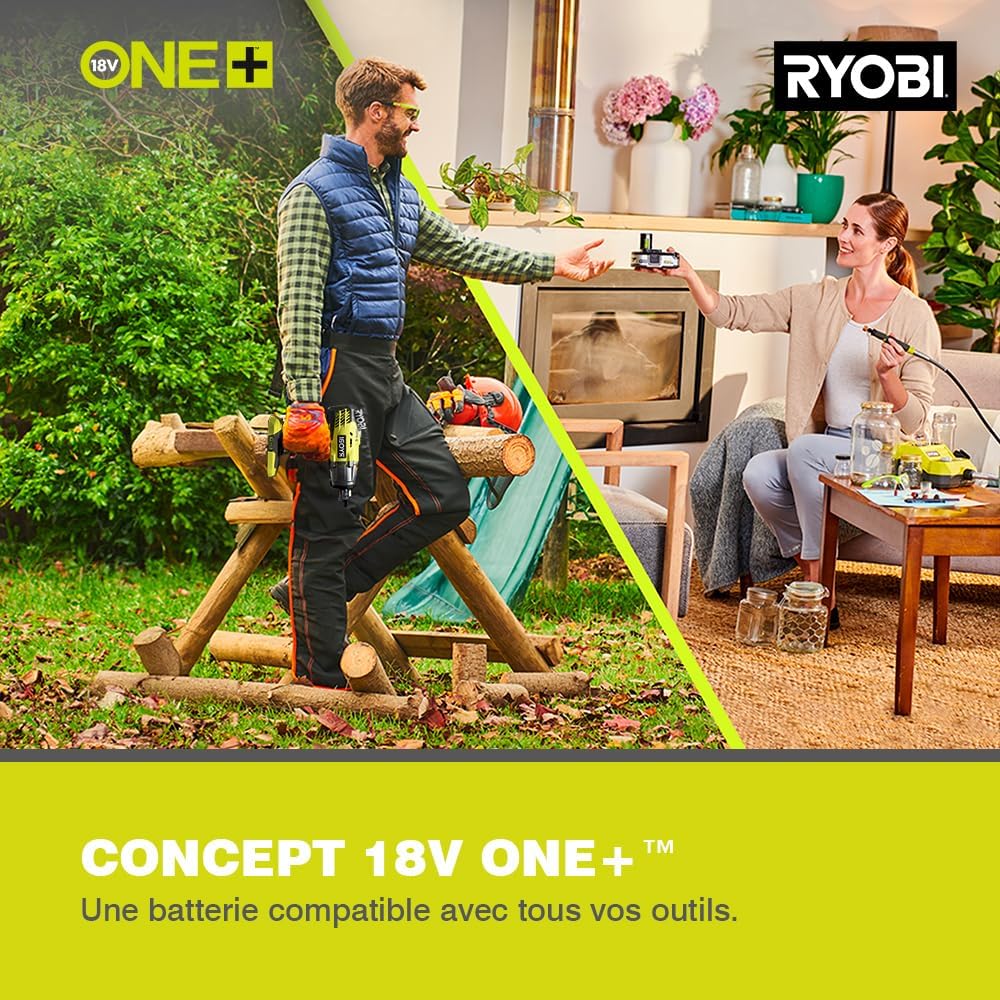 RYOBI - Boulonneuse Électrique Sans Fil 18V ONE+ 400 Nm - Clé à Chocs 3 Vitesses et 3 Couples - Fixation Carrée 1/2" et Adaptateur Hexagonal 1/4" - Inverseur de Rotation - R18IW3-0 : Bricolage