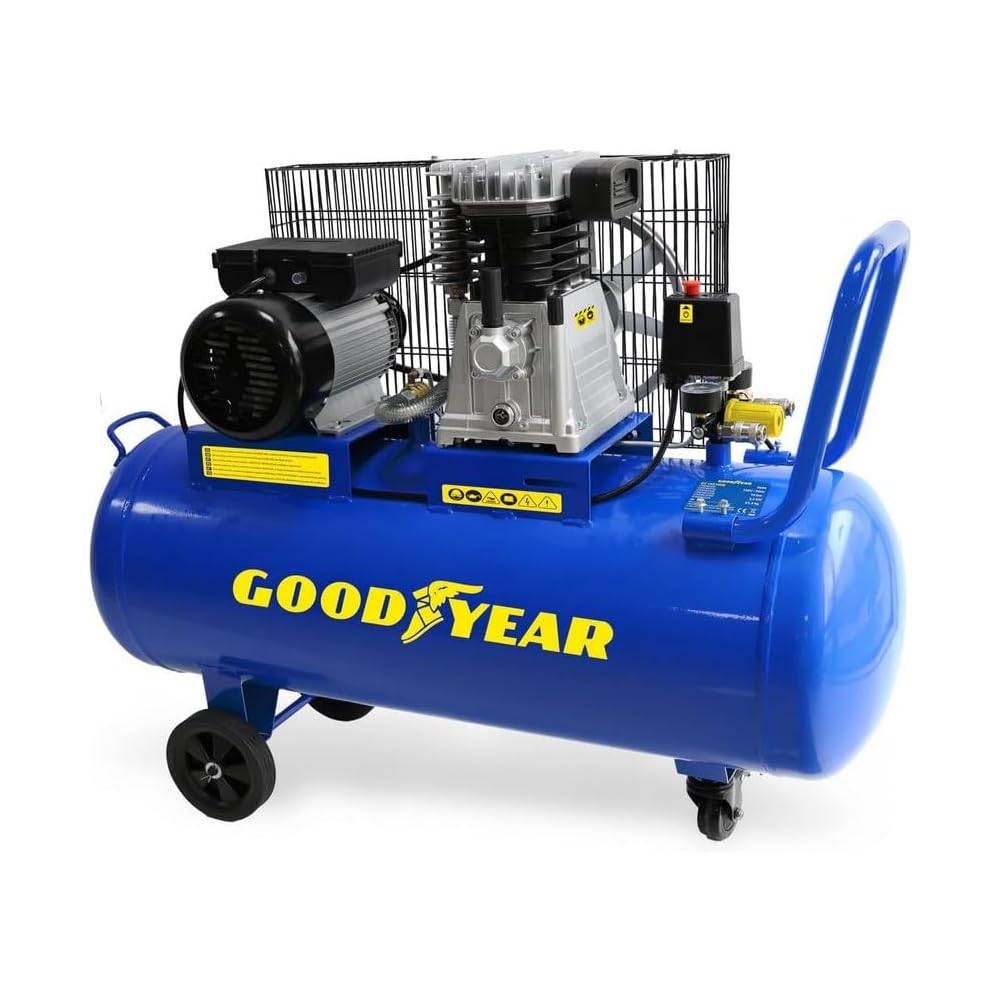 GOODYEAR - Compresseur d'air 100L à Courroie 3CV 2250W 10 bar Débit air 350L/min Gy3100B