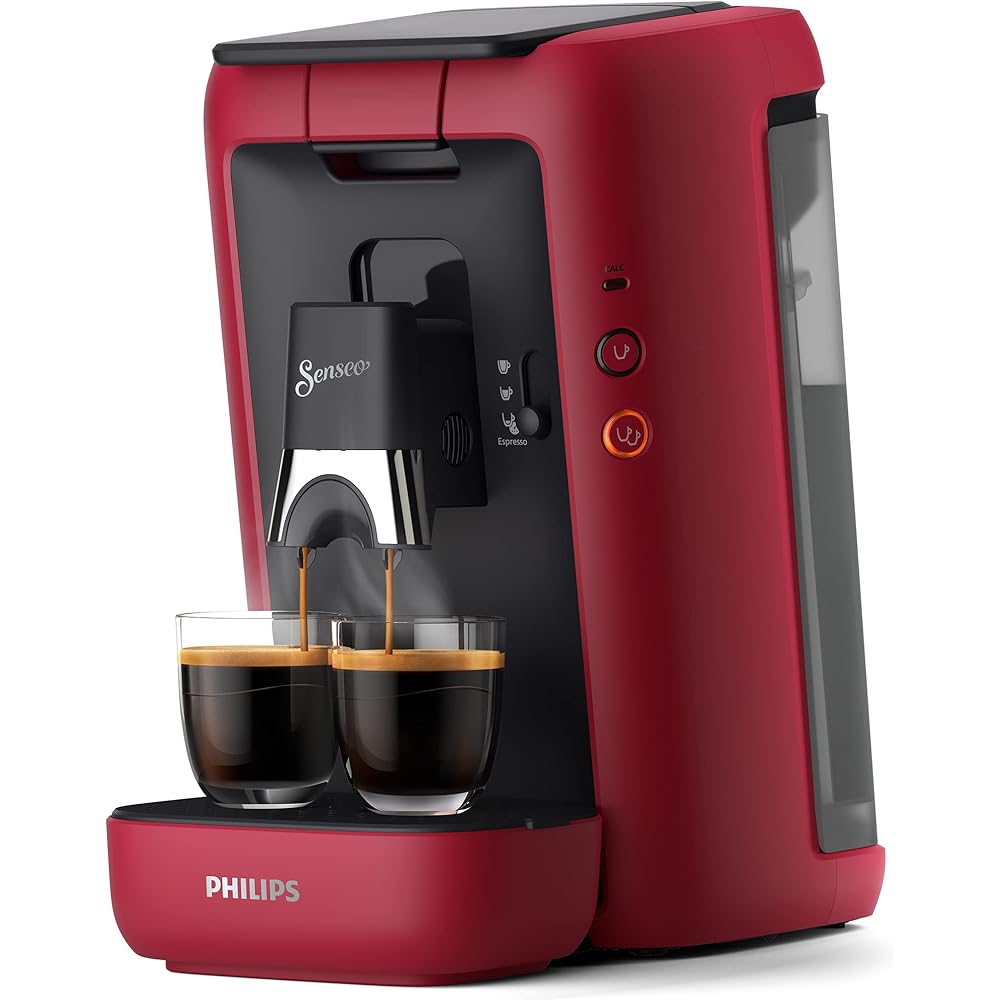 Philips Domestic Appliances CSA260/91 Senseo Maestro Machine à Café Dosettes avec Réservoir d'Eau de 1,2 Litre, Sélection l'Intensité du et Fonction Mémo, Produit Vert, Couleur : Rouge : Cuisine et Maison
