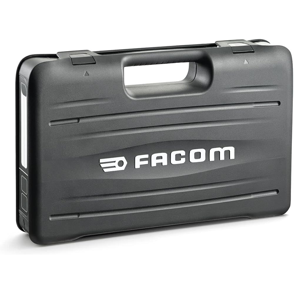 FACOM Coffret Outils Complet avec 55 Pièces Clés à Douille 2 Cliquets et 4 Rallonges Haute Performance Livrée en Plateau Thermoformé RS.161-2, Noir : Bricolage