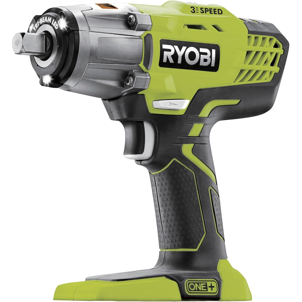 RYOBI - Boulonneuse Électrique Sans Fil 18V ONE+ 400 Nm - Clé à Chocs 3 Vitesses et 3 Couples - Fixation Carrée 1/2" et Adaptateur Hexagonal 1/4" - Inverseur de Rotation - R18IW3-0 : Bricolage