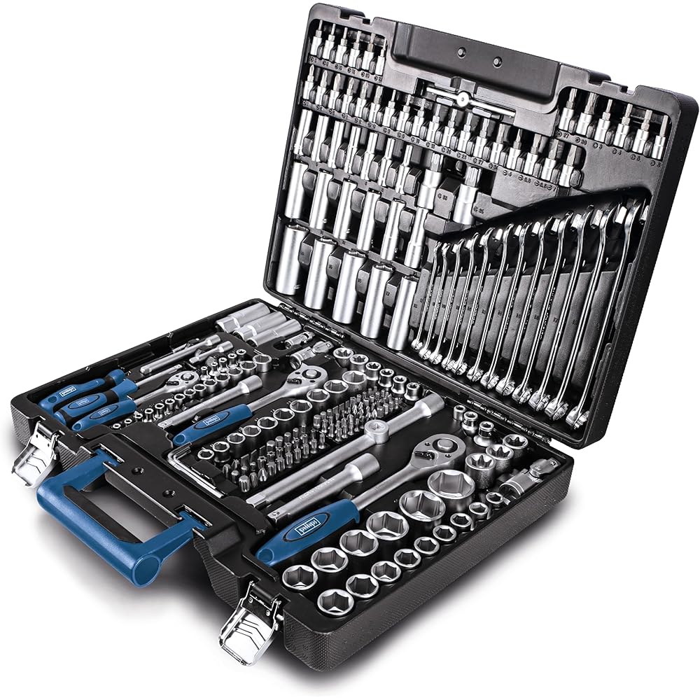 Scheppach Atelier Mobile TB217 | Coffret à outils | Valise d'outils - Jeu de clés à douilles | 217 pièces | Bien rangés et à portée de main | En Acier Chrome Vanadium : Bricolage