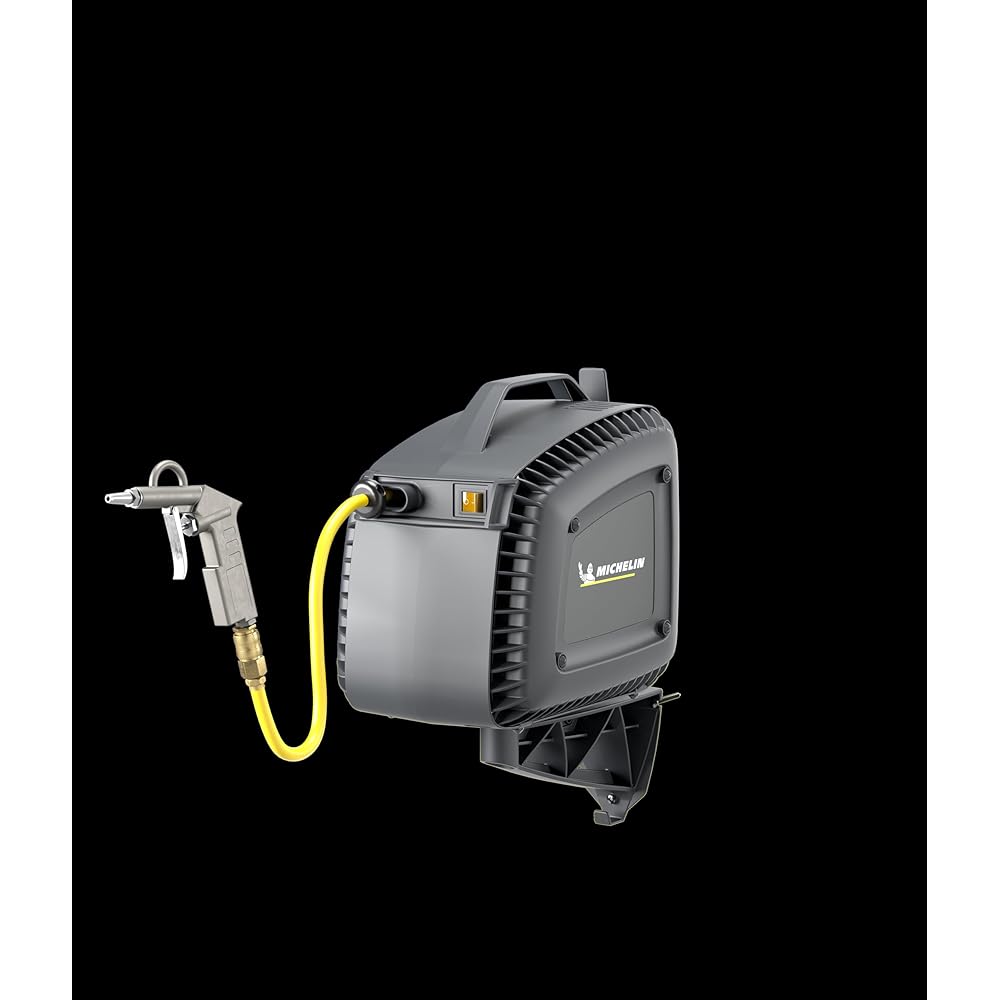 MICHELIN Compresseur d'Air Mural MBL GO avec Enrouleur de Tuyau - Tuyau 10 mètres - Soufflette Incluse - Sans Cuve - Sans Huile - Moteur 1.5 cv - Pression Maximale 8 bar - Débit d'Air 160 l/min : Bricolage