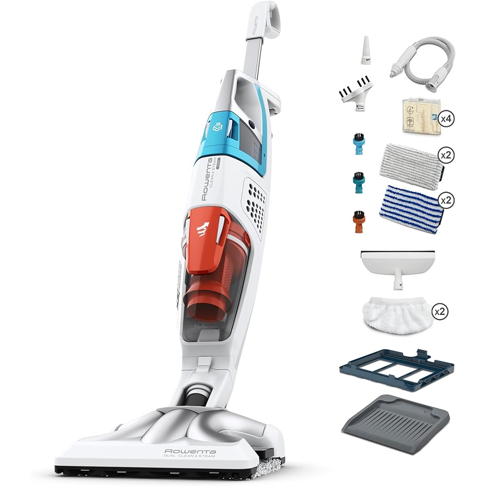 Rowenta, Nettoyeur vapeur, 2 en 1, Aspire et lave en même temps, Nettoyeur à main amovible, Performant, Assainir, Technologie Cyclonique, Chauffe rapide, Clean &amp; Steam Multi RY8544WH : Cuisine et Maison