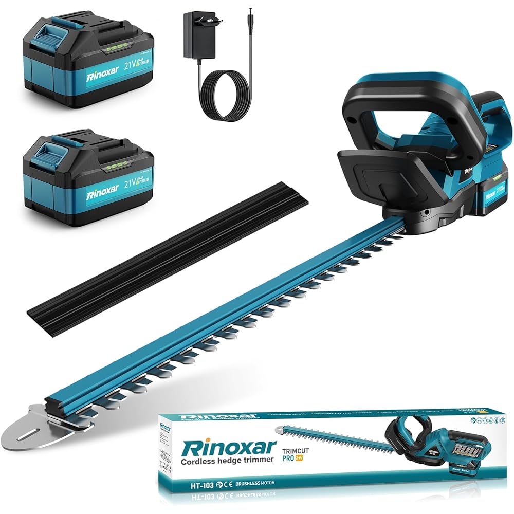 Taille Haie Batterie 21V avec Batterie 8000mAh, Taille Haie Electrique 600W Moteur Brushless, Taille-Haies Électriques avec Longueur de Coupe 52cm, Diamètre de Coupe 15 mm - TrimCut Pro : Jardin