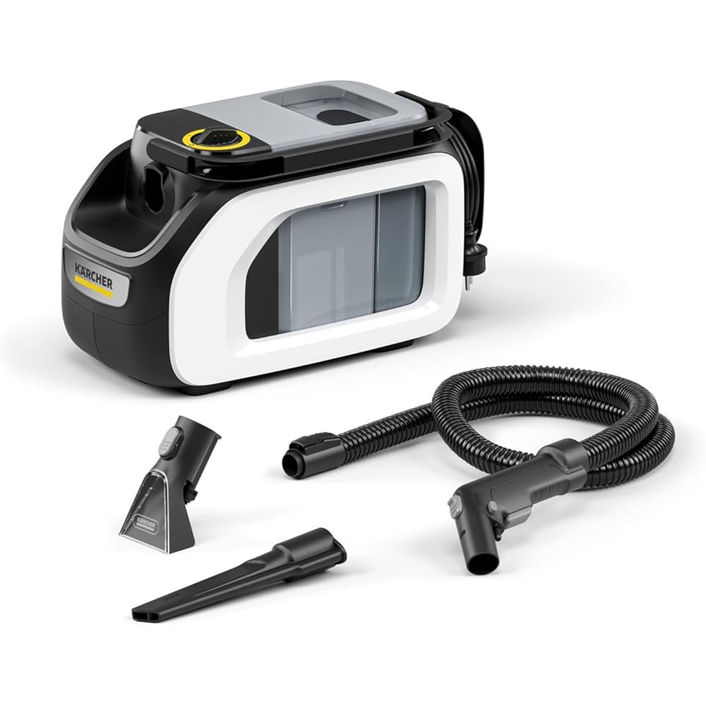 Kärcher Shampouineuse SE 3 Compact, Aspiration : 500W, Réservoir Eau : 1,7L, Surface : 2,76m2, Poids : 4,1kg, Flexible d'Aspiration, Buses de Lavage : Tissus et Fentes : Cuisine et Maison