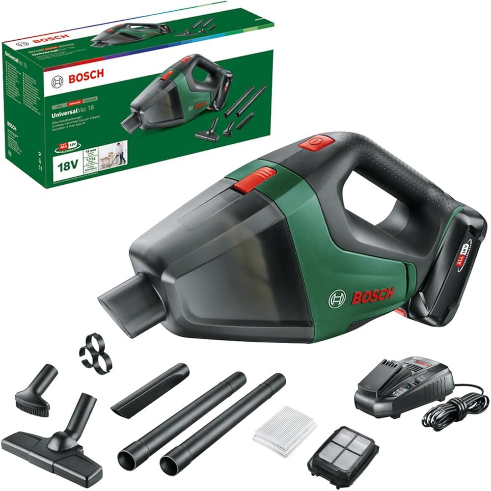 Bosch Home and Garden - Aspirateur sans fil - UniversalVac 18 (batterie 2,5 Ah, système 18 V, dans une boîte en carton) : Cuisine et Maison