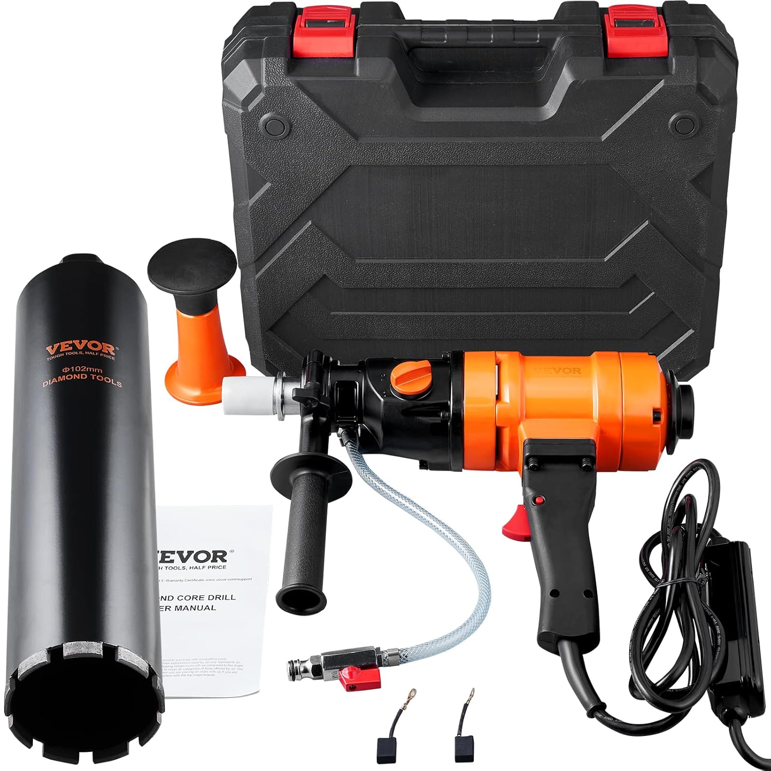 VEVOR Carotteuse à Diamant Diamètre Max. 102 mm Profondeur 400 mm 1500 W Perceuse au Diamant 1100/2400 tr/min Appareil de Forage Diamant Perçage Humide avec Carottier et Niveau Béton Armé Construction : Bricolage