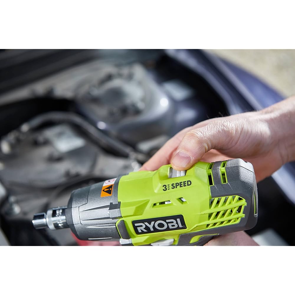 RYOBI - Boulonneuse Électrique Sans Fil 18V ONE+ 400 Nm - Clé à Chocs 3 Vitesses et 3 Couples - Fixation Carrée 1/2" et Adaptateur Hexagonal 1/4" - Inverseur de Rotation - R18IW3-0 : Bricolage