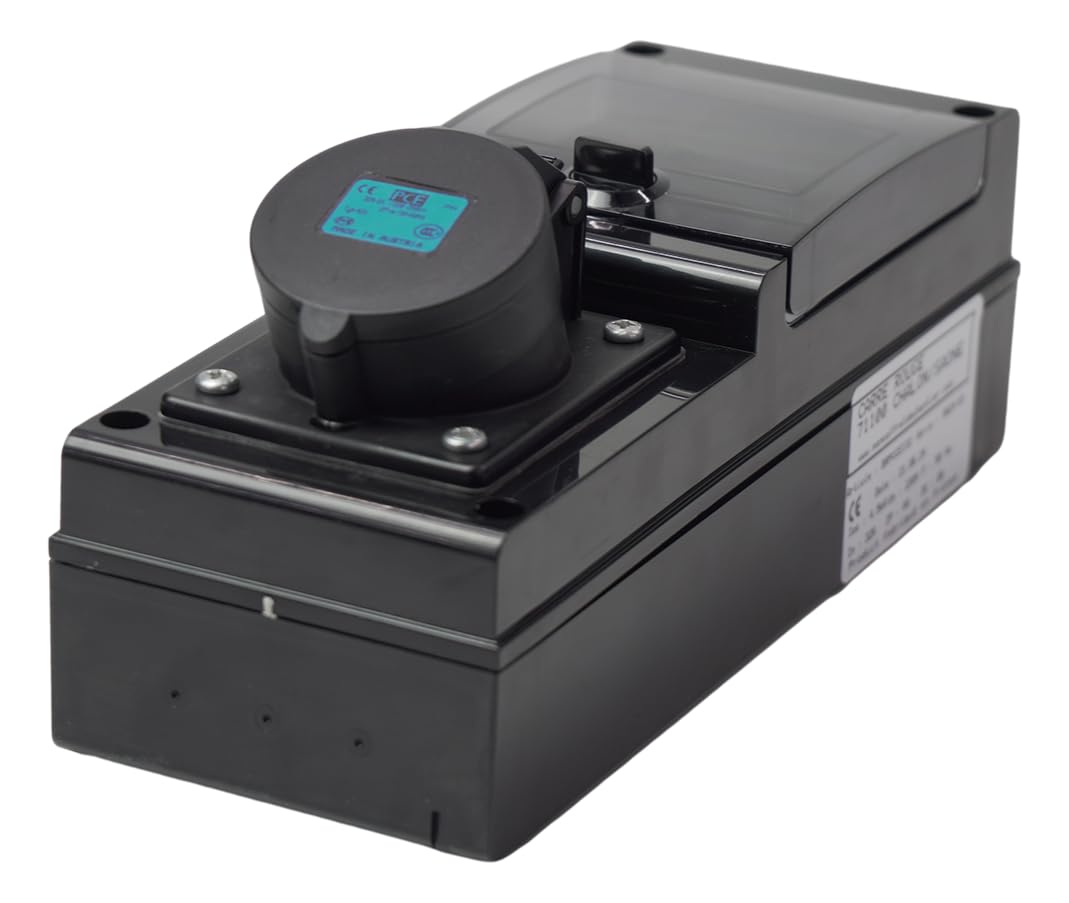 Carré Rouge - Borne de Recharge avec Prise Europe 32A 7KW Complète pour Véhicule Électrique, Protections et Compteur, IP65, Fabrication Française - 28x11x9,5 cm : Commerce, Industrie et Science