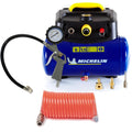 Michelin MBL6 Compresseur d'Air Portable, Compresseur d'Air Sans Huile de 6 Litres, Manomètre Intégré + Kit (pistolet de gonflage, tuyau spiralé et 3 buses inclus) : Commerce, Industrie et Science