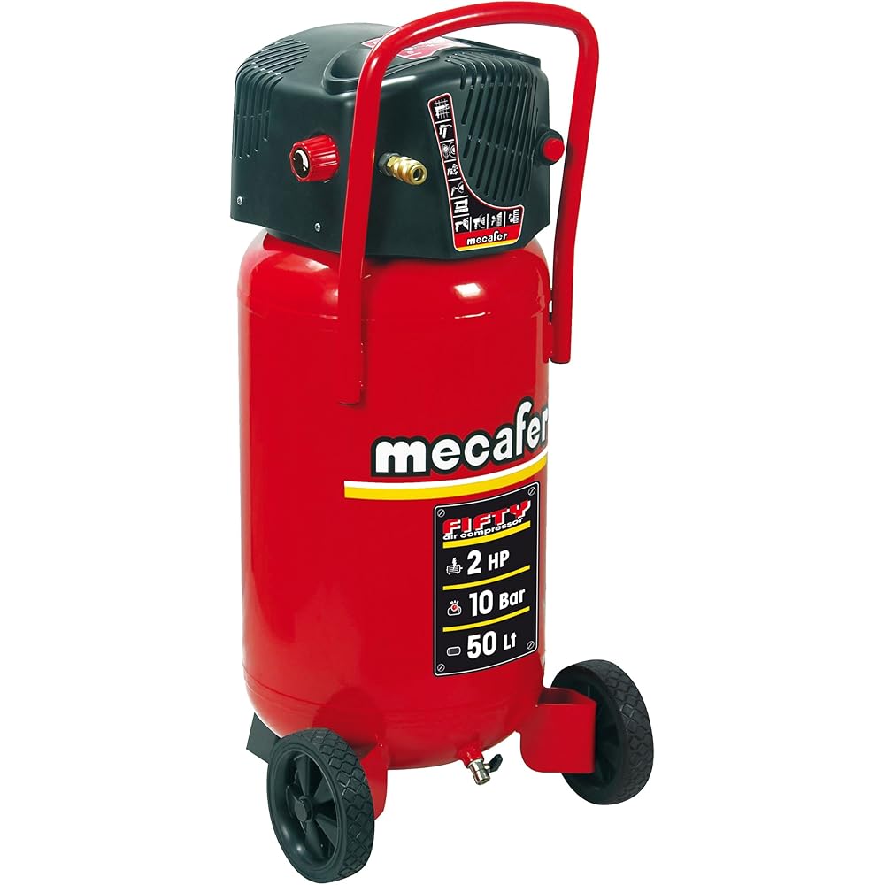 Mecafer 425090 Compresseur 50 L 2 hp fifty mecafer &amp; FERM Tuyau à air 10m - avec connexion rapide - pour compresseur