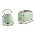 Ariete Vintage 2877 Bouilloire Électrique, 2000 Watts, 1,7 L &amp; Vintage 155 Grille-Pain 2 Fentes, 810 Watts, 6 Niveaux de Grillage, en Acier Inoxydable Peint en Couleur Vert/Crème : Cuisine et Maison