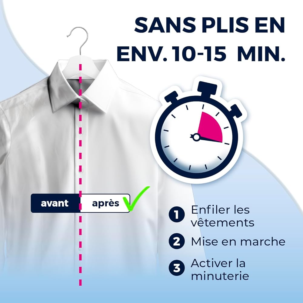 CLEANmaxx Repasseur Automatique de Chemises Pro Steam + Accessoire pour Pantalons | Fonction Vapeur, écran Tactile | pour Chemises &amp; Chemisiers | Réduit Les odeurs, désinfecte, Lisse, rafraîchit : Cuisine et Maison