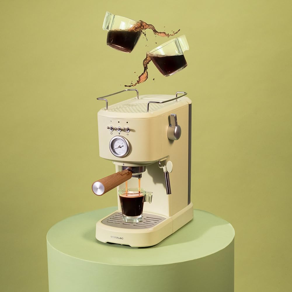 Cecotec Cafetière espresso compacte Power Espresso 20 Retro Green. 1100 W, 20 Bars, Système Thermoblock, Buse orientable, Porte-filtre avec double sortie et 2 filtres, 1,25 litre : Cuisine et Maison