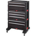 Keter Module Servante 7 Tiroirs - Servante d'Atelier pour Petits et Grands Outils - roulettes Pivotantes Amovibles avec Freins, 3 Caissons Amovibles - Verrouillage - 59,9 x 37,8 x 74.2 cm - Noir : Bricolage