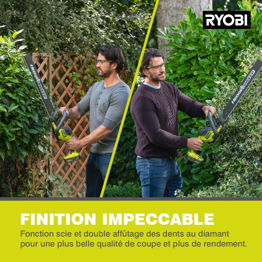 RYOBI - Taille-Haies Linea 18V - Design en Ligne - Lames 50 cm - écartement 24 mm - Vendu sans Batterie ni Chargeur - RY18HT50A-0 : Jardin