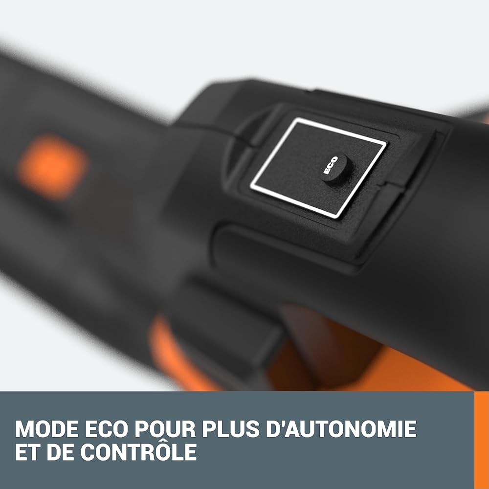 WORX Aspirateur-Souffleur sans Fil Brushless 40V WG583E.9, 2 en 1, Vitesse de 335km/h, 2 Modes de Vitesses pour Plus d'efficacité, avec Harnais et Sac, livré sans Batterie ni Chargeur : Jardin