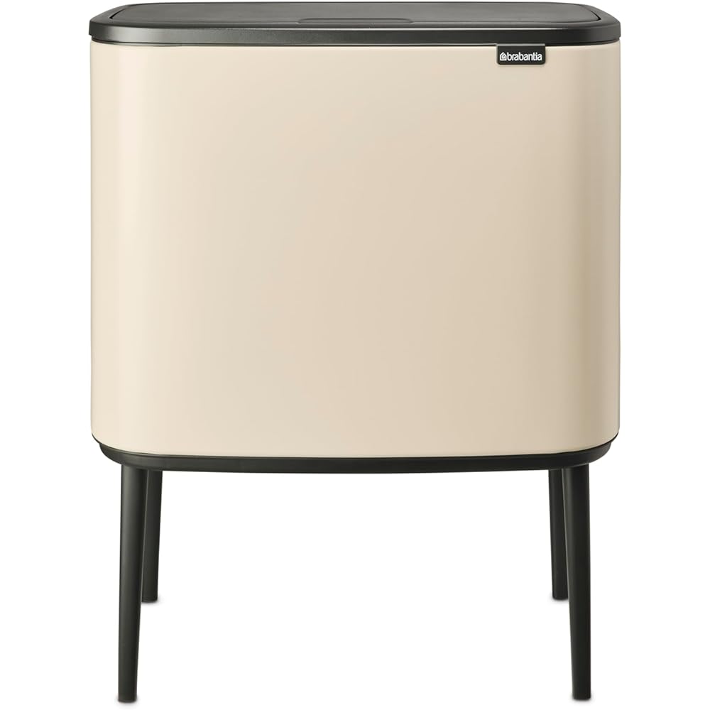 Brabantia - Bo Touch Bin 23+11L - Double Poubelle de Recyclage pour la Cuisine - Ouverture Soft-Touch - Seau Intérieur Amovible - Antidérapant - Sacs Poubelles Inclus - Soft Beige - 54 x 31 x 68 cm : Cuisine et Maison