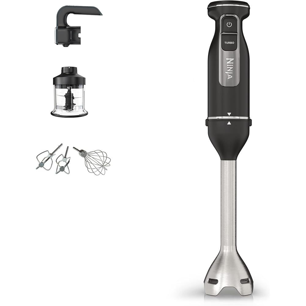 Ninja Foodi 3-en-1 Mixeur, Mélangeur et Hachoir à main, démarrage progressif, 2 vitesses de mixage et 5 vitesses pour hacher, mélanger, pétrir, mixer, lavables au lave-vaisselle, 850W, noir CI100EU : Bébé et Puériculture
