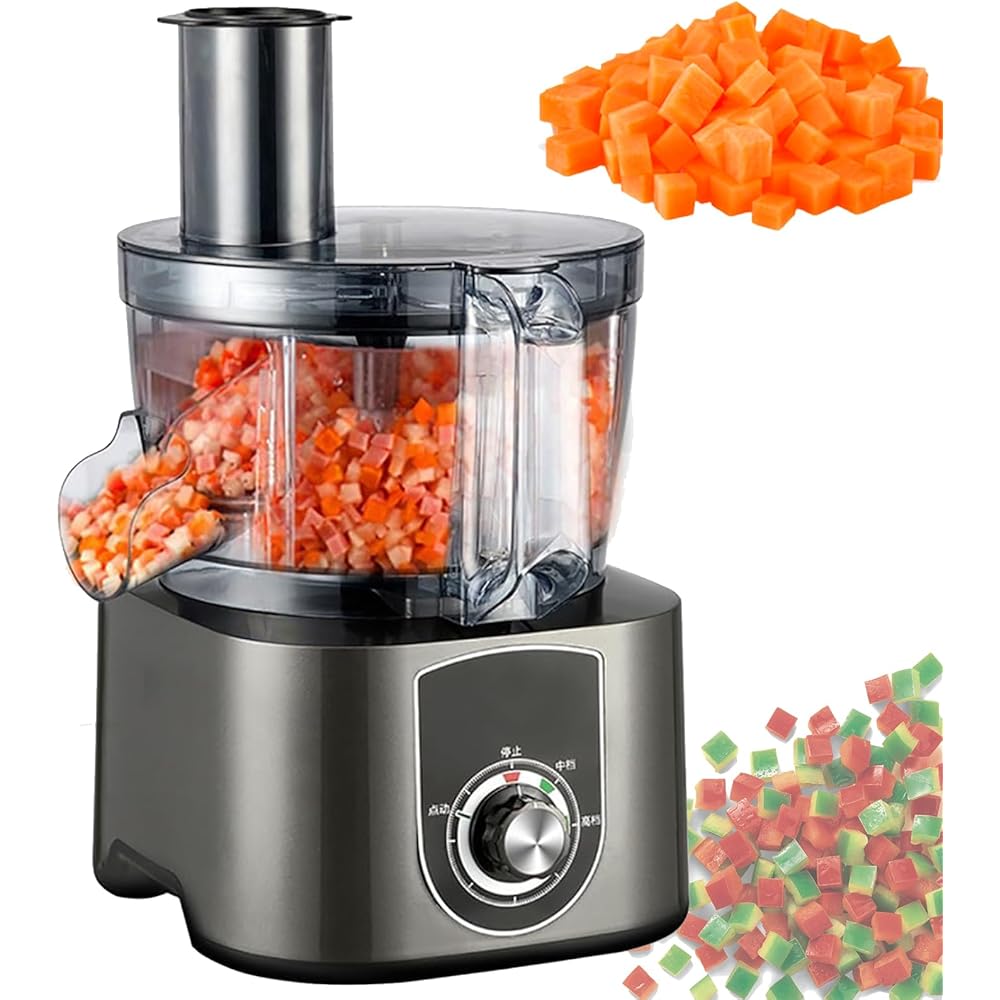 Coupe-Légumes Électrique et Trancheur de Fruits – Robot Culinaire Commercial 5L avec Grilles et Lame de Découpe, Hachoir Automatique 600W pour Carottes, Oignons, Pommes de Terre et Plus : Cuisine et Maison