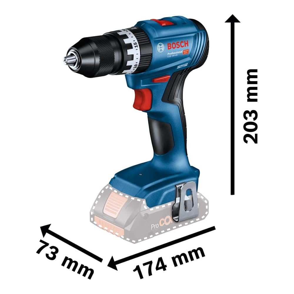 Bosch Professional 18V System perceuse-visseuse à percussion sans-fil GSB 18V-45 (vitesse de rotation de 1 900 tr/min, 2 batteries de 2,0 Ah, accessoires, GAL 18V-20, L-Case) - Amazon Exclusive : Bricolage