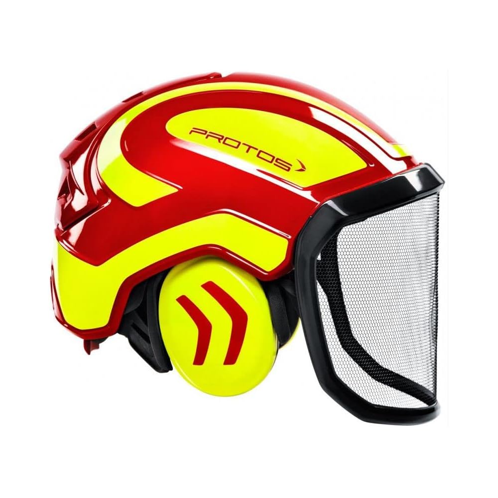Protos 204002-10-12 Forest Casque de sécurité, Jaune/rouge, Taille unique : Commerce, Industrie et Science