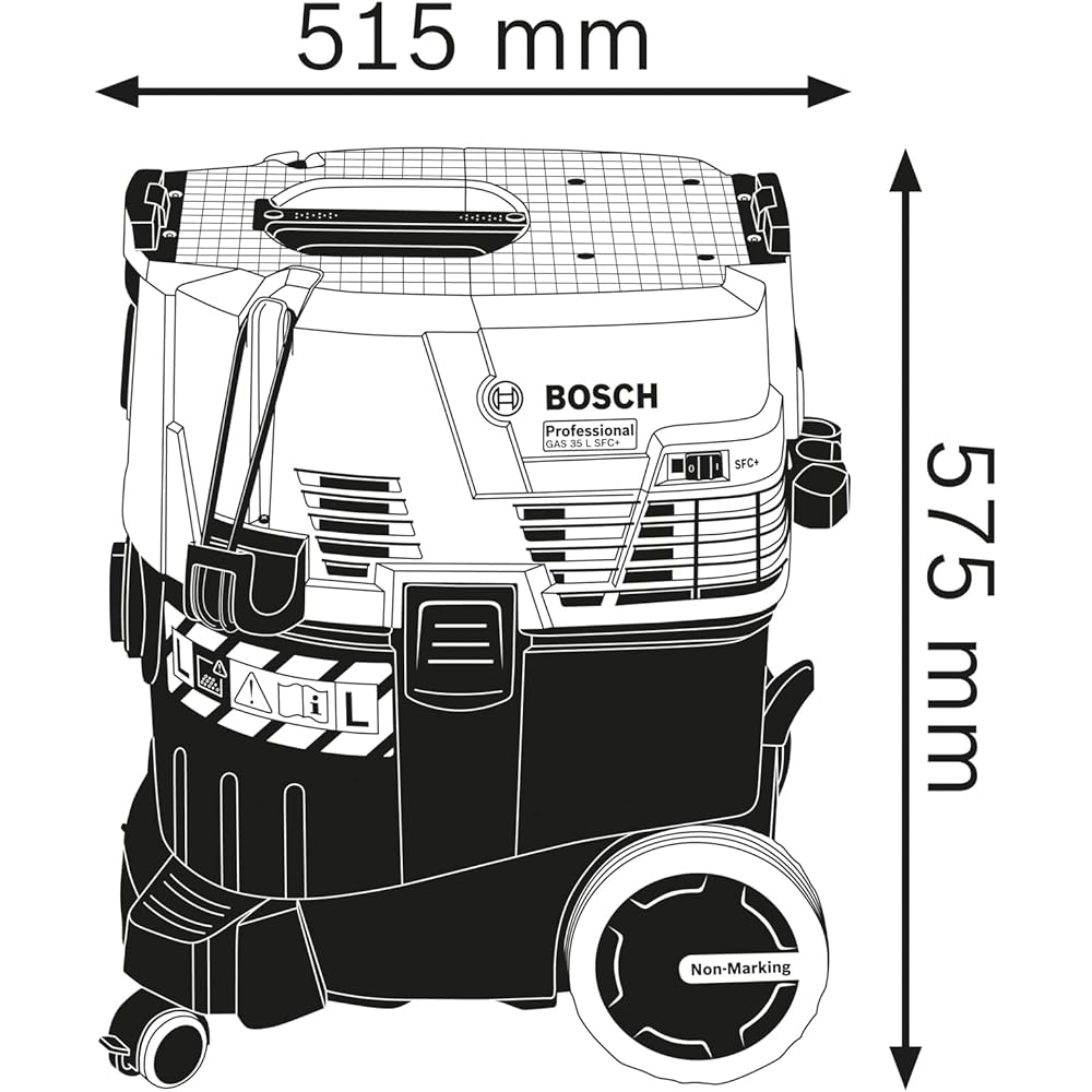 Bosch Professional aspirateur industriel GAS 35 L SFC+ (1 200 W, cuve de 35 L, flexible de 3 m, dans une boîte carton) : Cuisine et Maison
