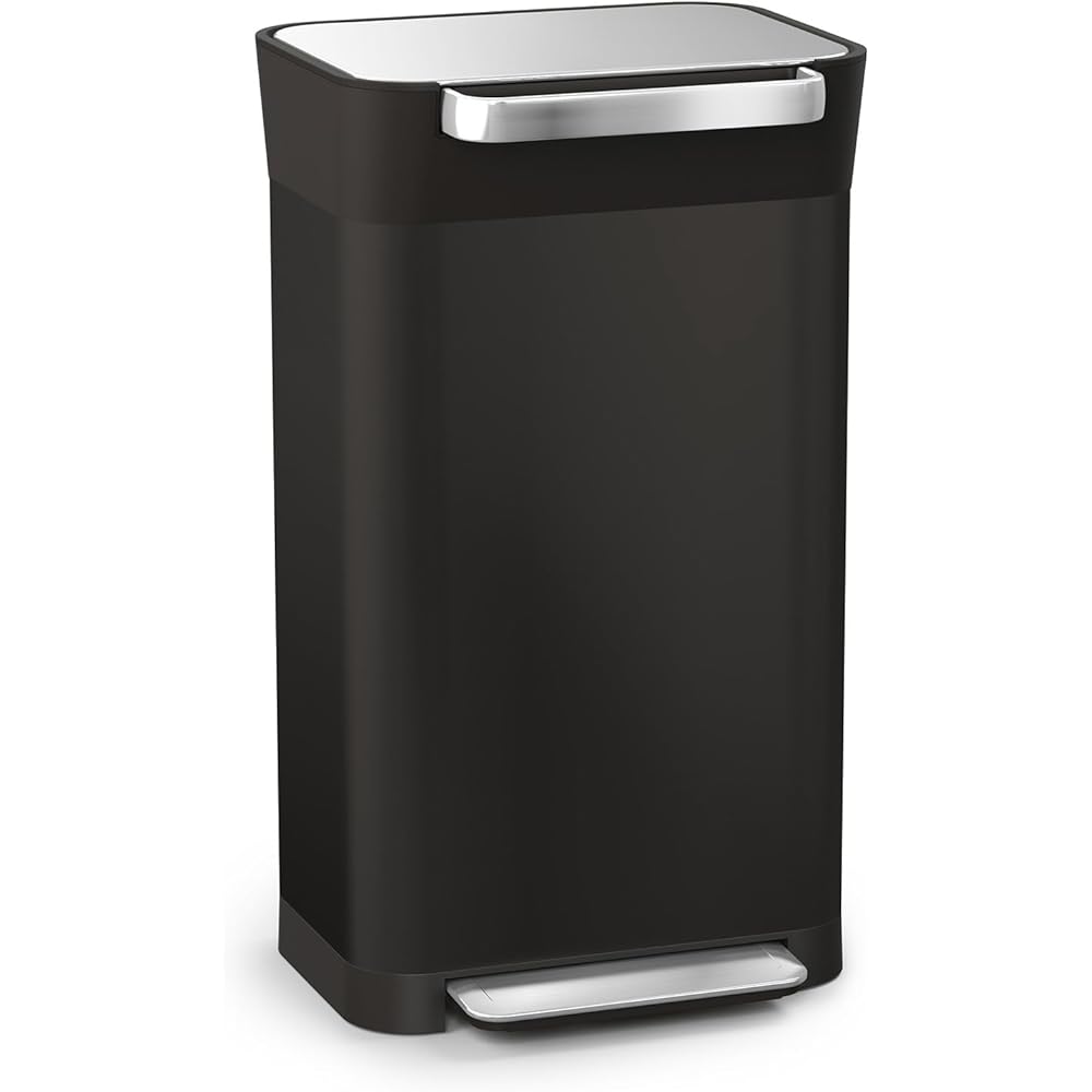 Joseph Joseph Titan Compacteur de Déchets, Poubelle de Cuisine avec filtre anti-odeurs, peut contenir jusqu'à 90L après compactage, 30L, Noir : Cuisine et Maison