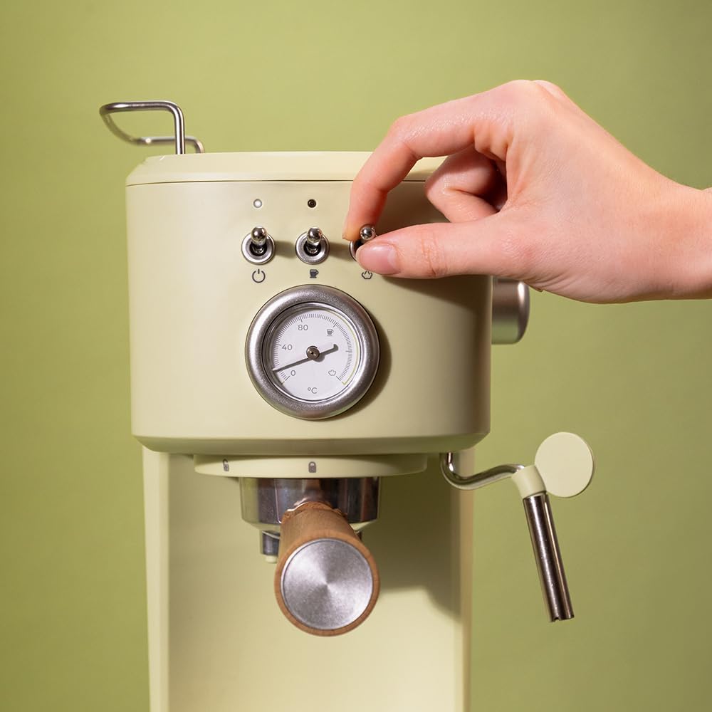 Cecotec Cafetière espresso compacte Power Espresso 20 Retro Green. 1100 W, 20 Bars, Système Thermoblock, Buse orientable, Porte-filtre avec double sortie et 2 filtres, 1,25 litre : Cuisine et Maison