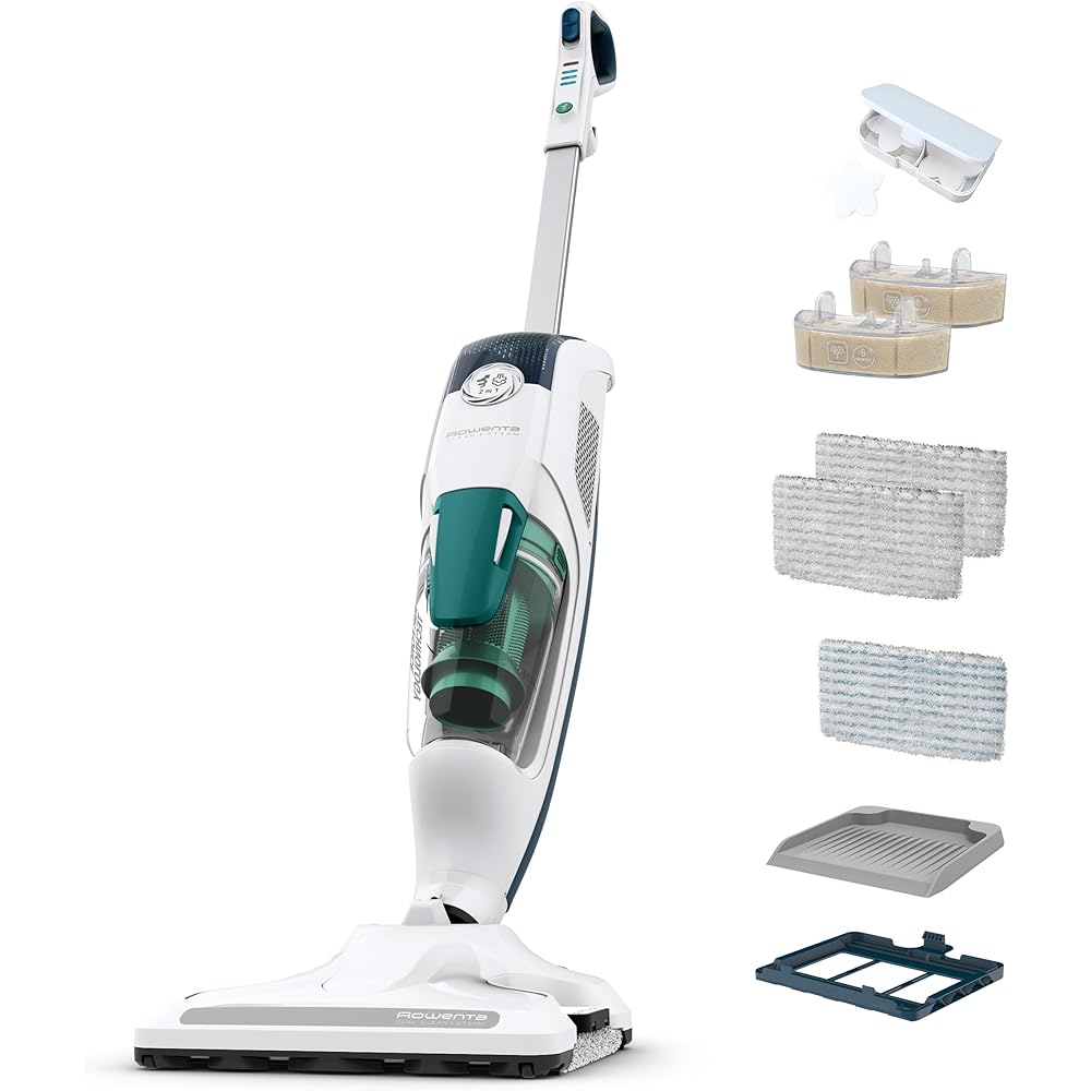 Rowenta Nettoyeur vapeur 2-en-1, Aspire et lave simultanément, Elimine 99,9 des bactéries, Pour tous les sols, Sans détergent, Diffuseur d’huiles essentielles, Clean et Steam Revolution RY7757WH : Cuisine et Maison