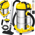 Masko® Aspirateur Industriel Aspirateur Eau et poussière aspirateur Acier Inoxydable 2 300 W + Prise électrique Fonction soufflage Aspiration à Sec et Aspiration de l'eau | Push&amp;Clean, Jaune : Cuisine et Maison