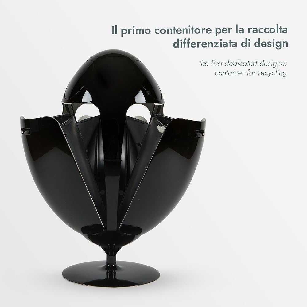 SoldiDesign Ovetto Poubelle de Recyclage 54L (3 x 18L), Système de tri sélectif, tri des déchets, 3 Compartiments, Poubelle Cuisine Noir Brillant : Cuisine et Maison