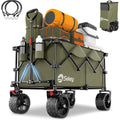 Sekey XXL Plus Chariot de Jardin Pliable avec Freins 200L 150KG, Chariot de Transport Tout-Terrain avec Roues Extra Larges 17x10 cm, Pliable Breveté dans Quatre Directions SE4011, Vert Olive : Jardin