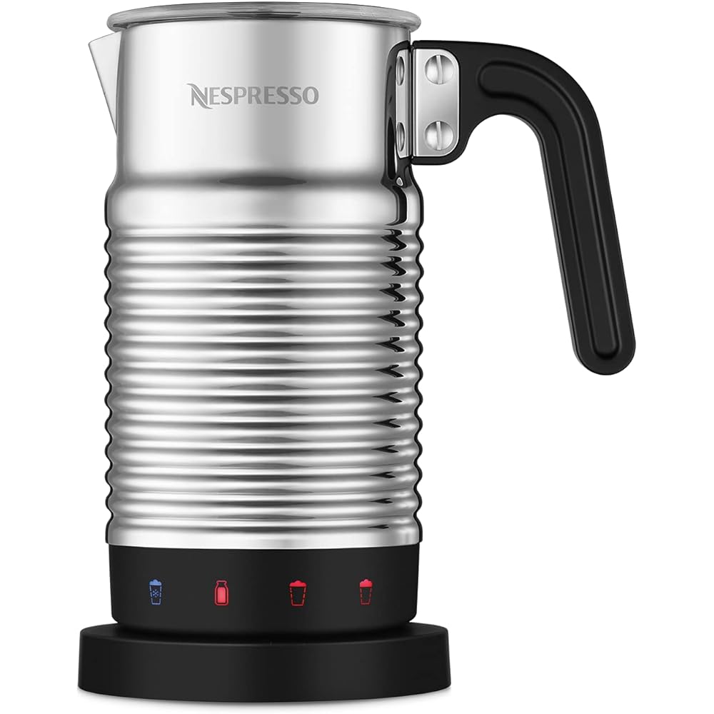 NESPRESSO Aeroccino Lot de 4 mousseurs à lait,  mousseur électrique pour 120 ml de mousse de lait crémeuse et 240 ml de lait chaud,  passe au lave-vaisselle