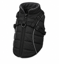 Hardychri-Manteau d'Hiver Imperméable pour Petit Chien - Veste Chaude avec Harnais Réfléchissant Réglable (Noir, S)